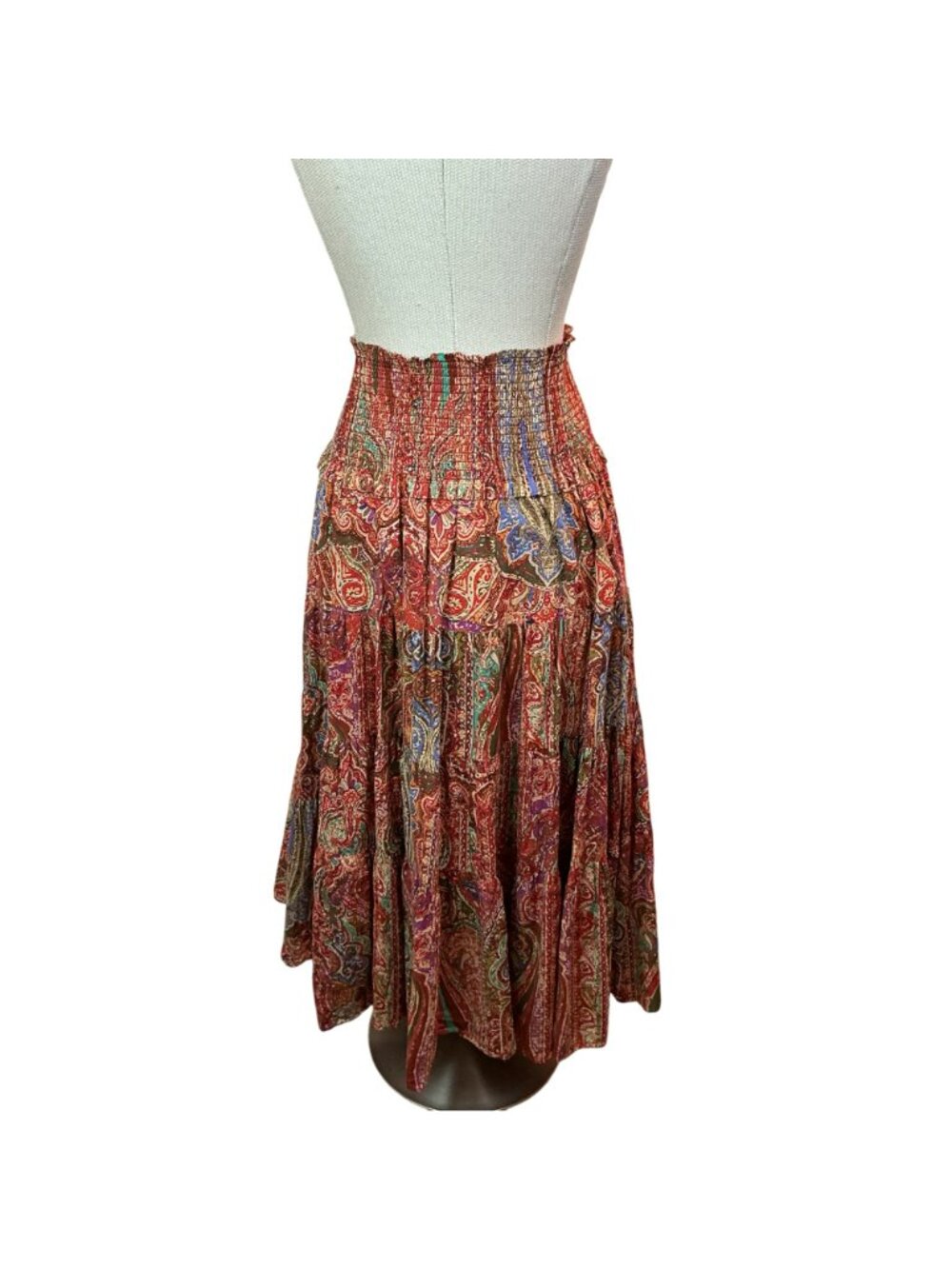 Lauren Ralph Lauren Boho Strapless Maxi Skirt Womens XL Red Paisley Print - Picture 3 of 11